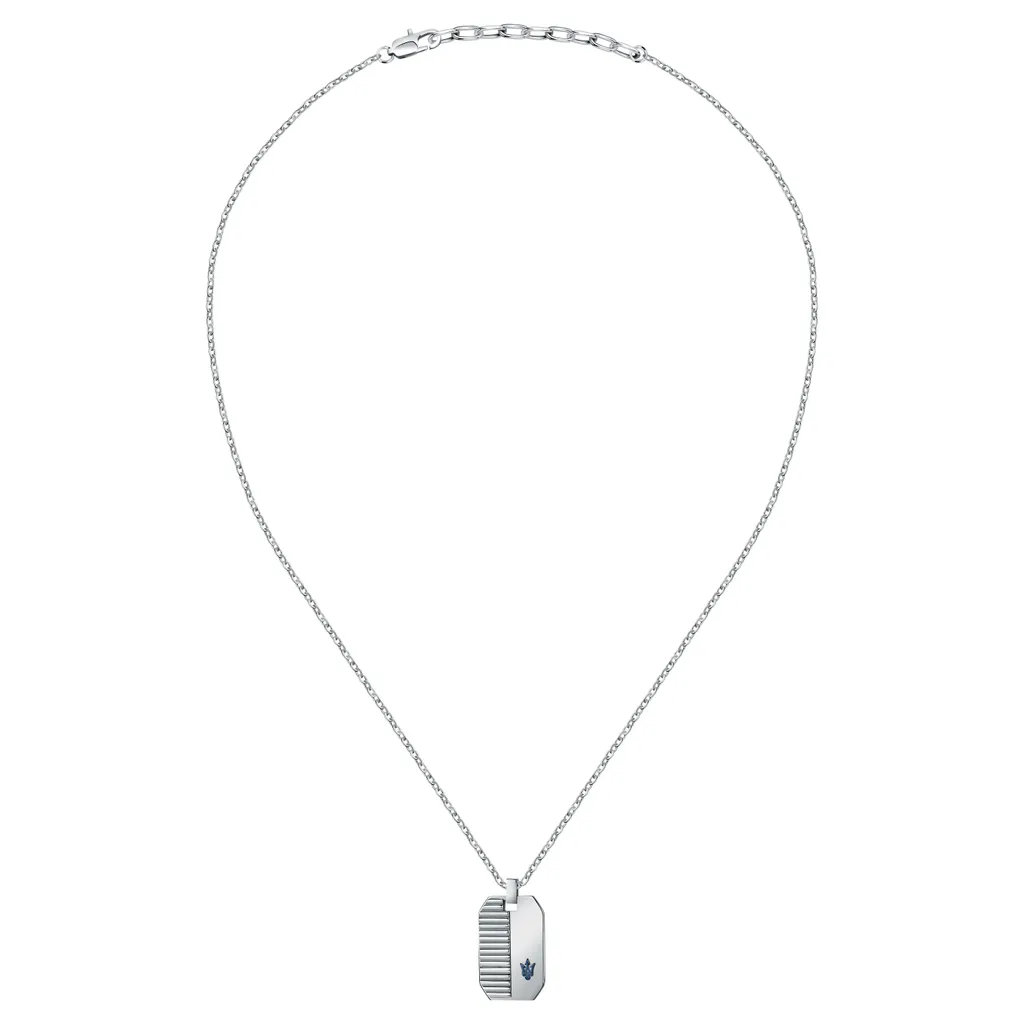 Pendentif Maserati acier argenté et revêtement bleu IP inaltérable - 2
