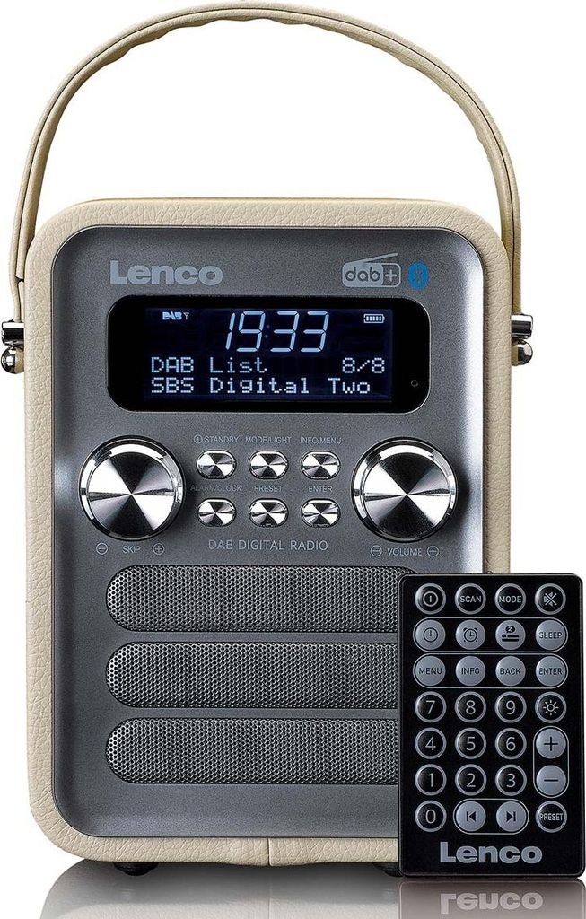 Lenco PDR-051TPSI - Tragbares DAB+ FM-Radio mit Bluetooth und AUX-Eingang, aufladbarer Batterie - Taupe