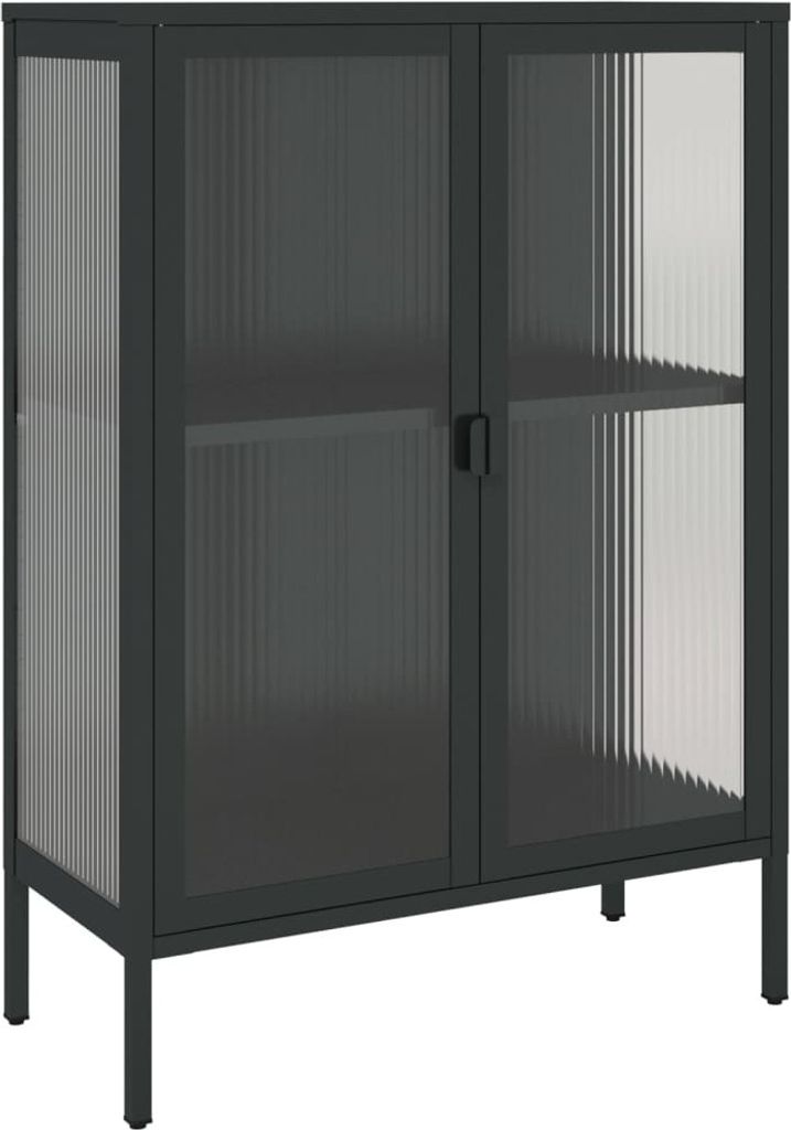 Sideboard Schwarz 75x35x105 cm Glas und Stahl