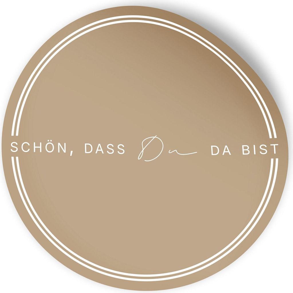 ITENGA 24x Aufkleber Sticker 4cm rund Schön dass du da bist V3 latte macchiato