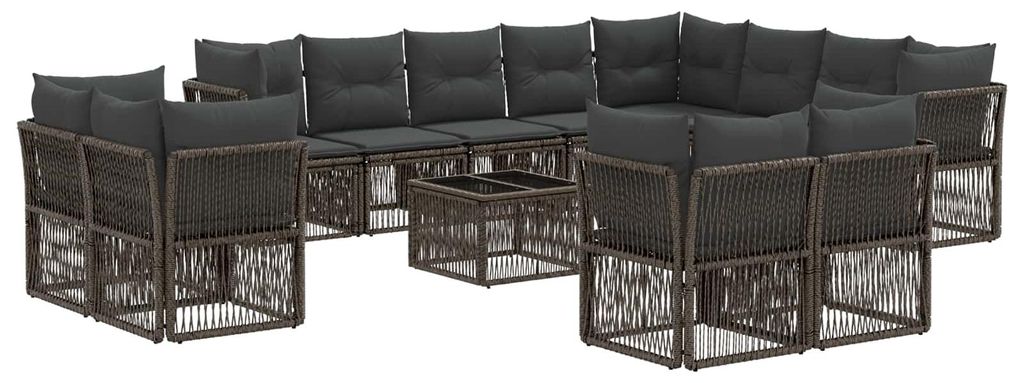 Gartensofa-set 13 pcs Grau Poly-Rattan
