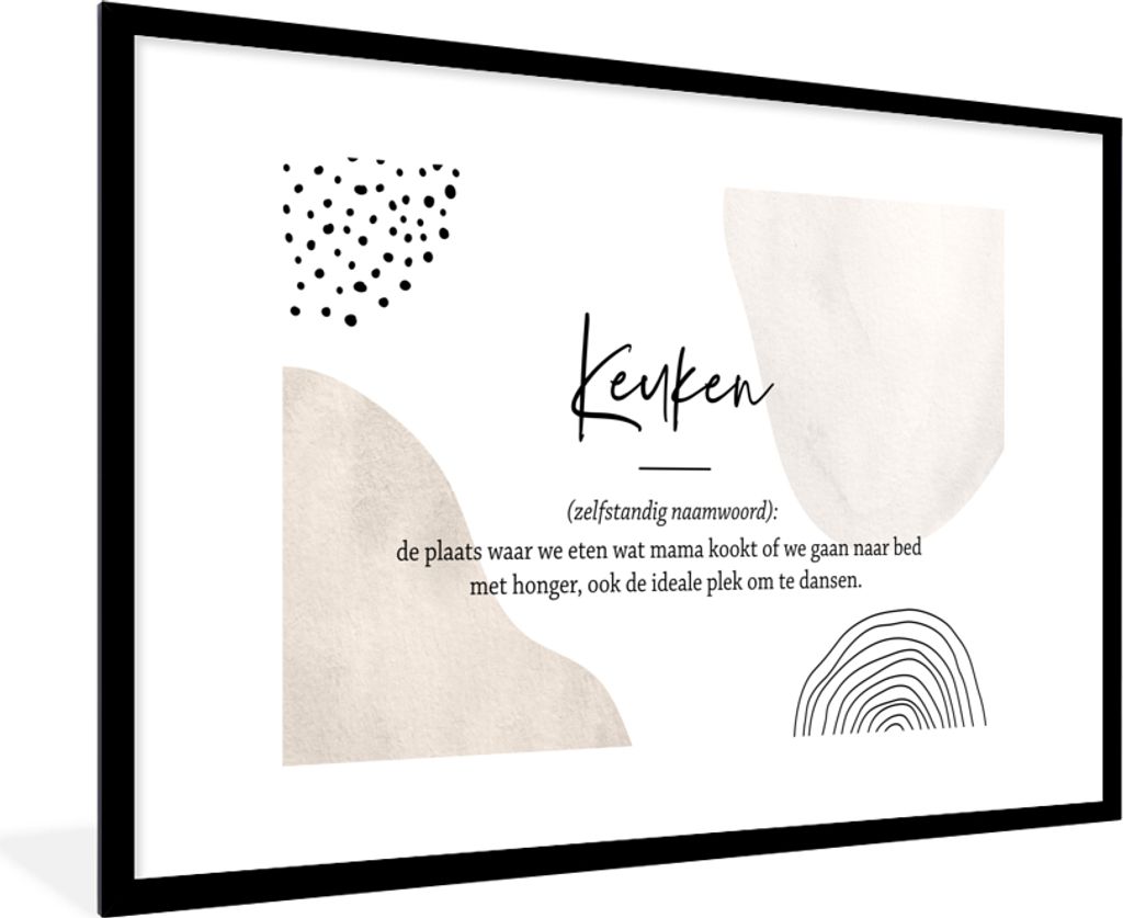 MuchoWow Gerahmtes Poster Küche - Mutter - Zitate - Definition Küche - Sprichwörter 90x60 cm - Poster mit Schwarzem Bilderrahmen Wandposter Ra...