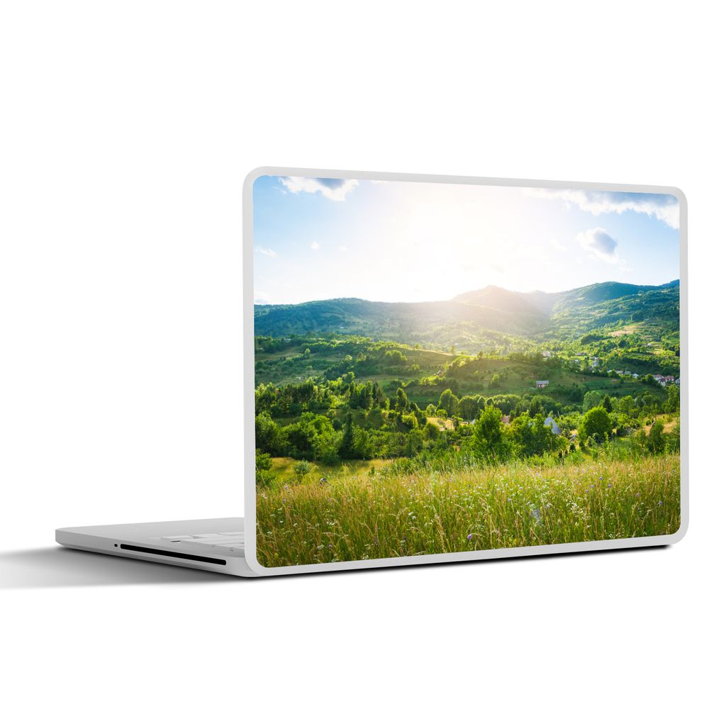 MuchoWow Laptop Aufkleber Sticker Cover Wald - Landschaft - Sonne - Natur - Sonnenaufgang 40x30 cm - Laptop Dekoration - Selbstklebend