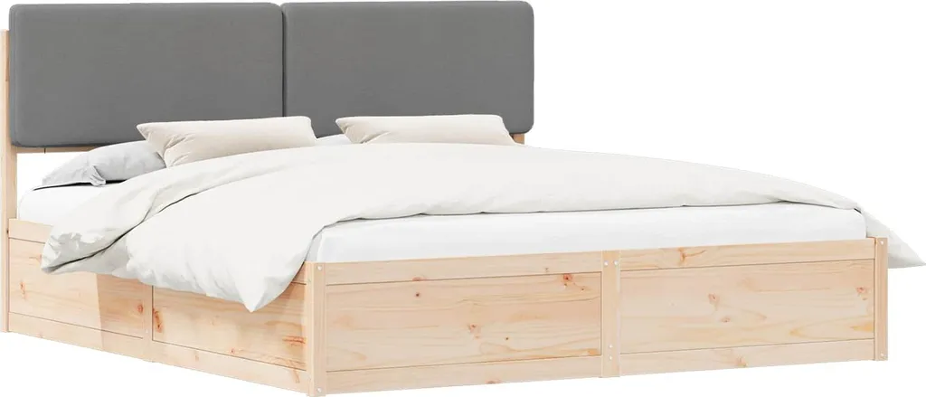 Lit rembourré 200x200 cm gris clair avec tête de lit moelleuse et design