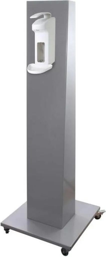 Borne de désinfection compacte gris RAL 9006 avec support universel