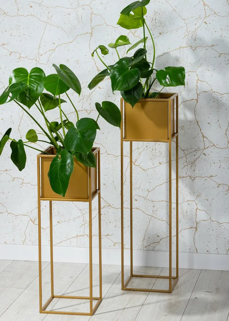 Support fleurs moderne or 70 cm - Décoration florale pour salon et loft - 7