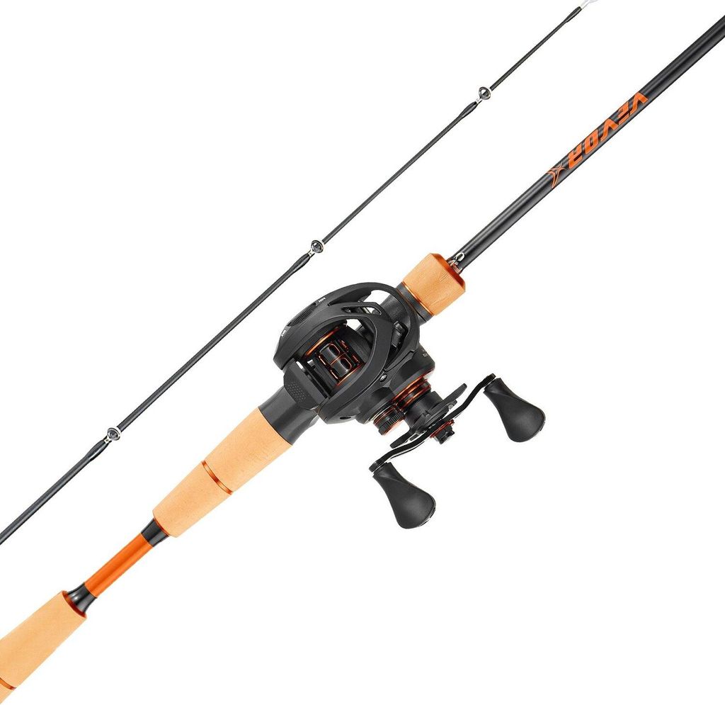 Rute und Angelrolle im Set, IM7-Kohlefaser-Baitcasting-Rute und Rolle im Set, Bass-Angelrute mit 6+1 BB-System, Übersetzungsverhältnis 7,0:1, Kor...