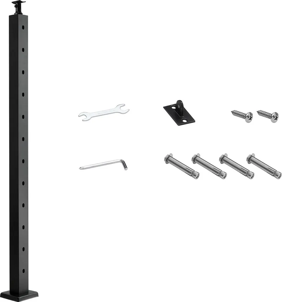 Poteau Escalier Design Noir en Acier Inoxydable SUS304 de 106,7 cm