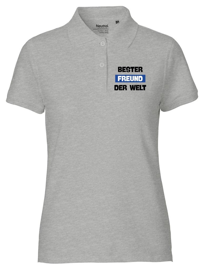 Huuraa Damen Polo Shirt Bester Freund der Welt L Sport Grey Bio Baumwolle Fairtrade Poloshirt Geschenkidee