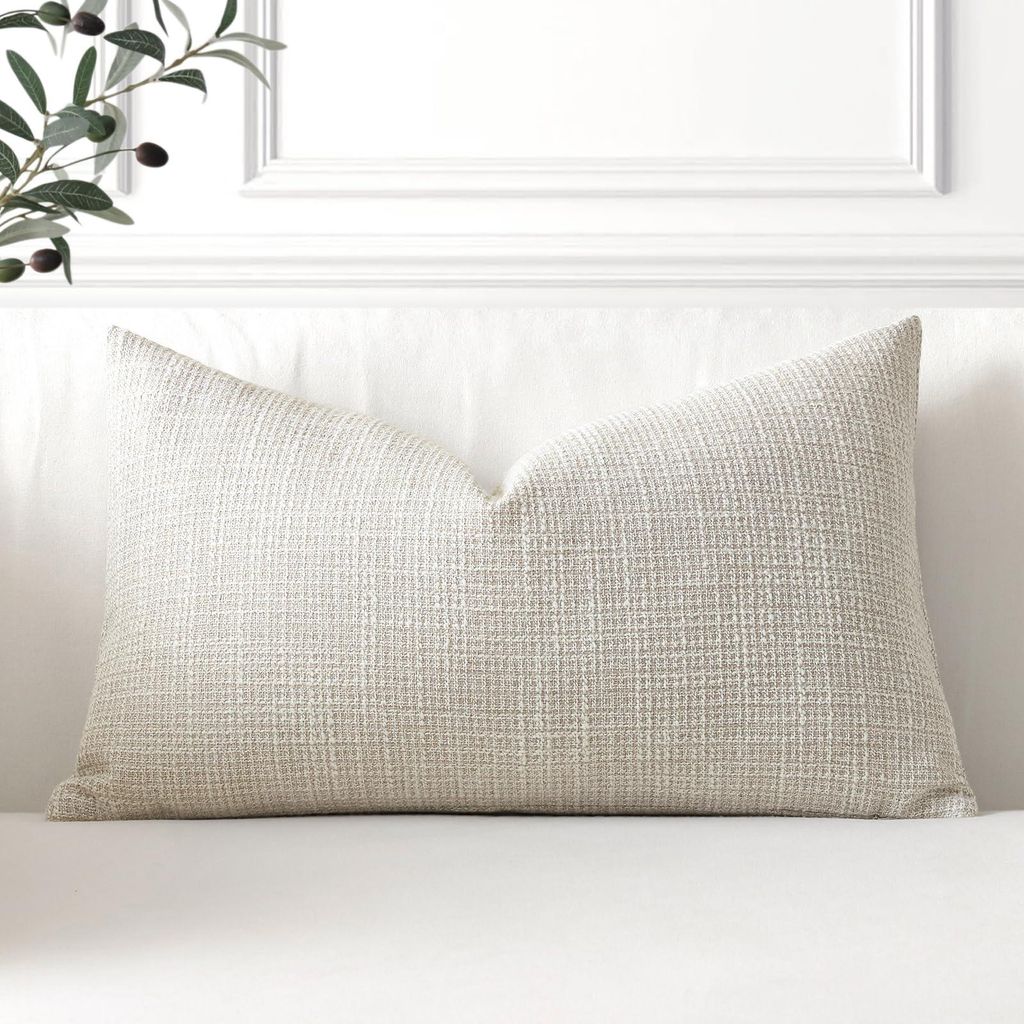 Set bestehend aus 1 Kissenbezug, einfarbiges Leinen, 40 x 60 cm, beige