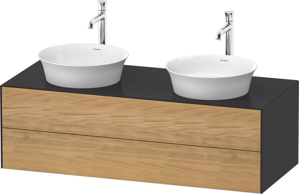 Duravit White Tulip, Waschtischunterbau wandhängend, Breite 1300 x Tiefe 550mm, mit 2 Schubkästen, mit Tip-on Technik, WT4988BH5H1