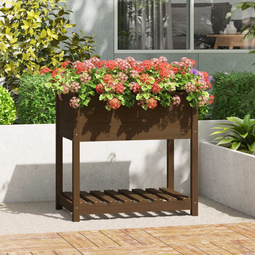 Maison Exclusive - Pflanzkübel mit Ablage Honigbraun 82,5x54x81 cm Kiefernholz