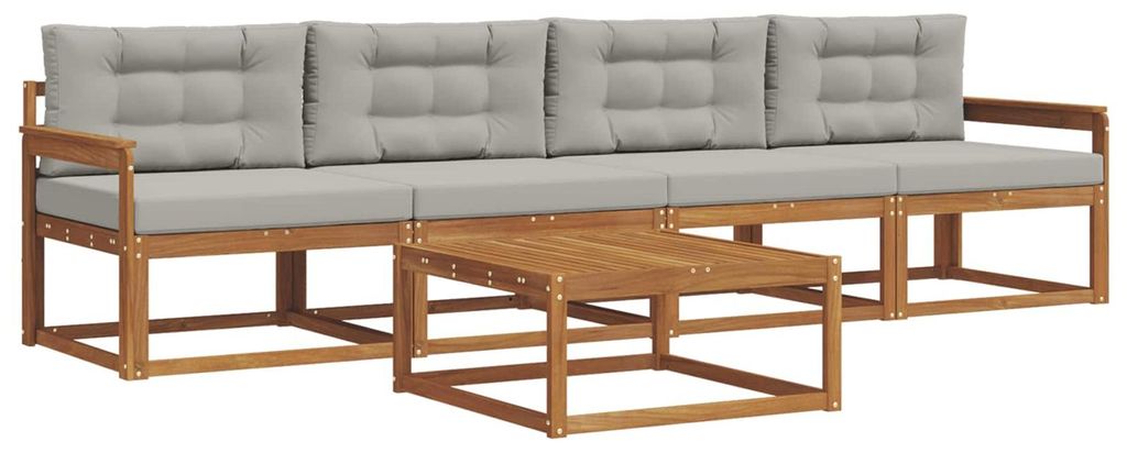 vidaXL Outdoor-Sofagarnitur 5 pcs Natürlich und Hellgrau
