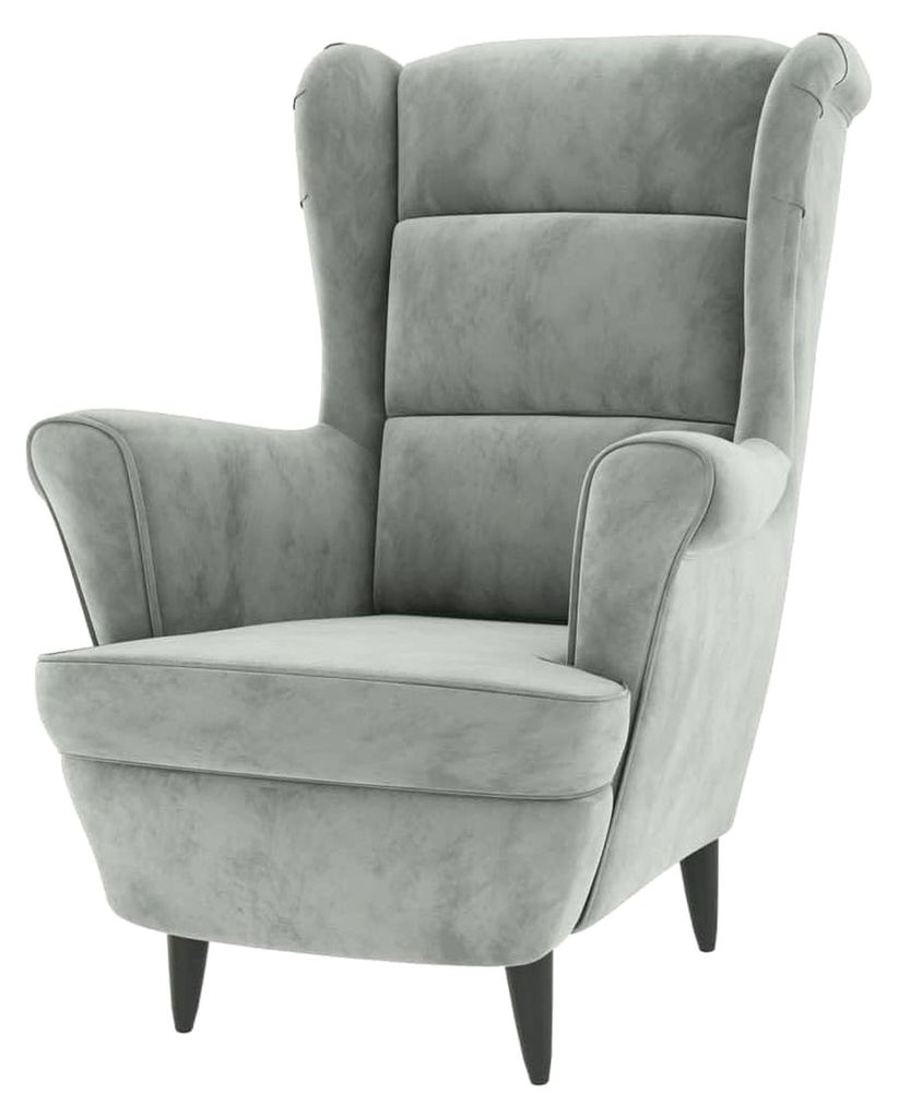 Sessel für Wohnzimmer und Schlafzimmer, modernes Einzelsofa, Loungesessel, Relaxsessel, hellgrau Samt