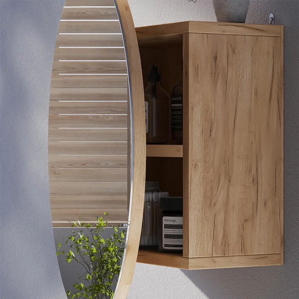 Gagnez de la place avec l'armoire de toilette Vicco Loki Chêne 50x50cm