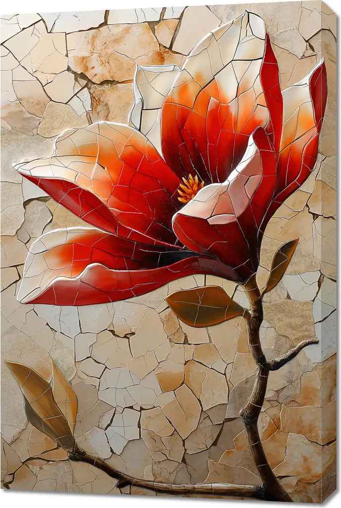 Mosaïque de fleurs en verre 60x90 cm : l'alternative aux tableaux ternes