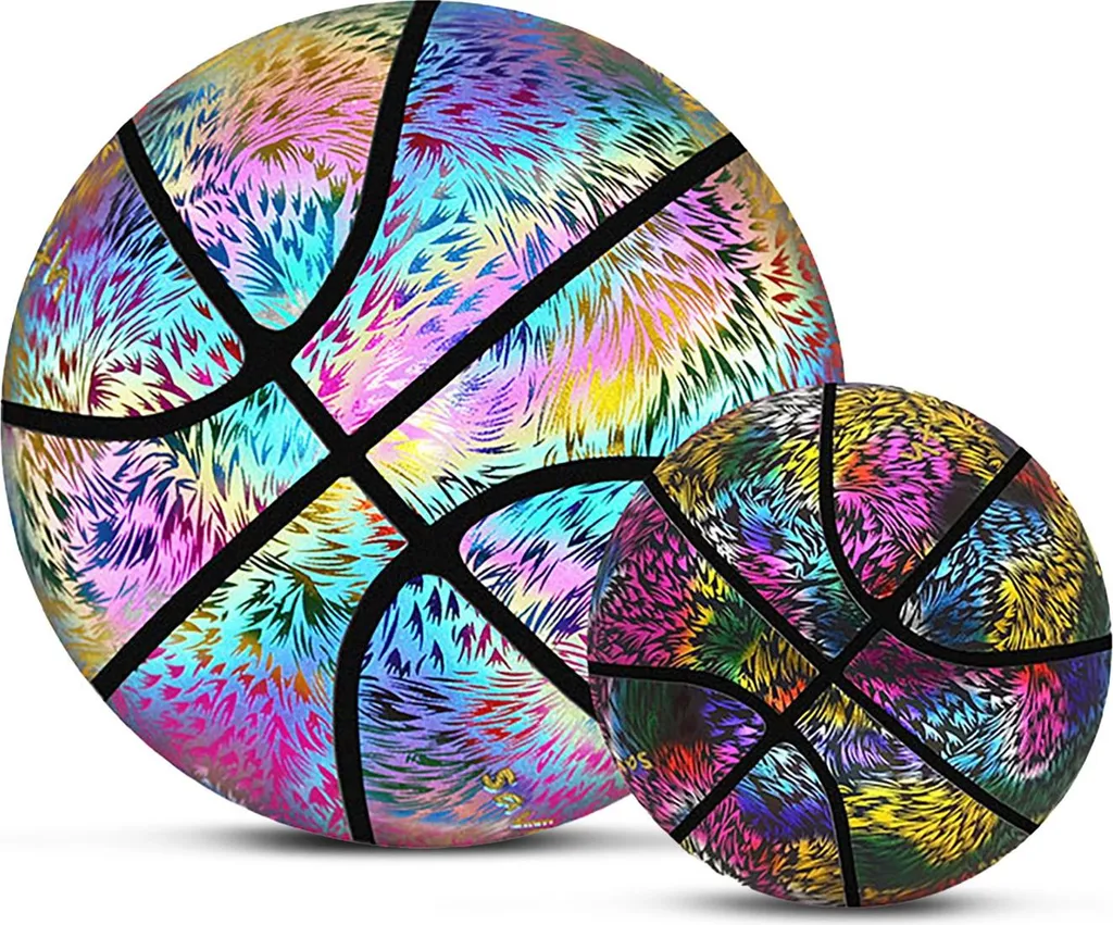 Ballon de Basketball Taille 7 Multicolore en Polyuréthane Réfléchissant