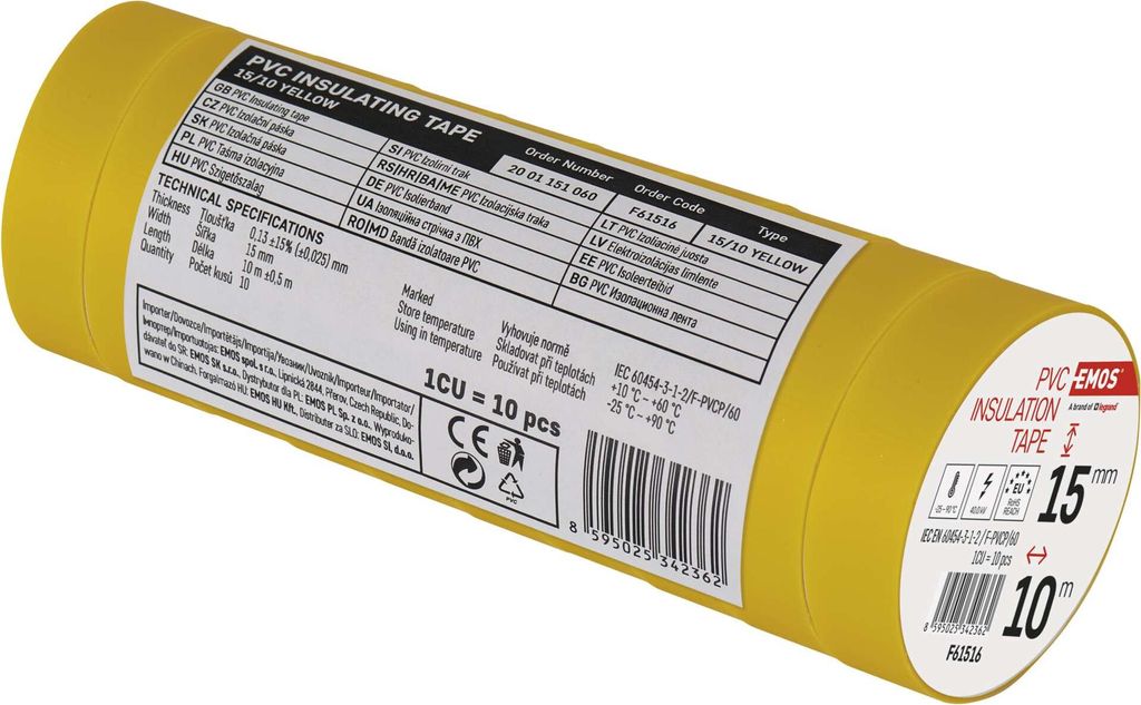 Izolační páska PVC 15mm / 10m žlutá, 10 ks