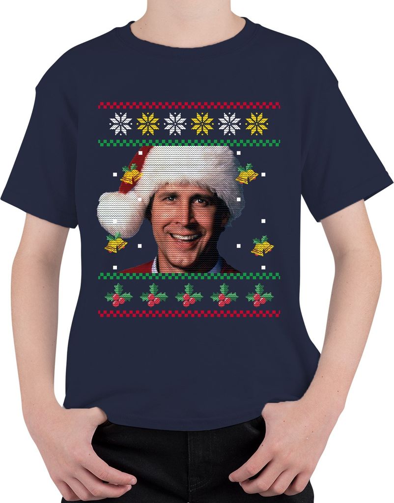 Clark Schöne Bescherung bei den Griswolds - Ugly Christmas Sweater Weihnachten Uni Kinder T-Shirt, Navy, 116