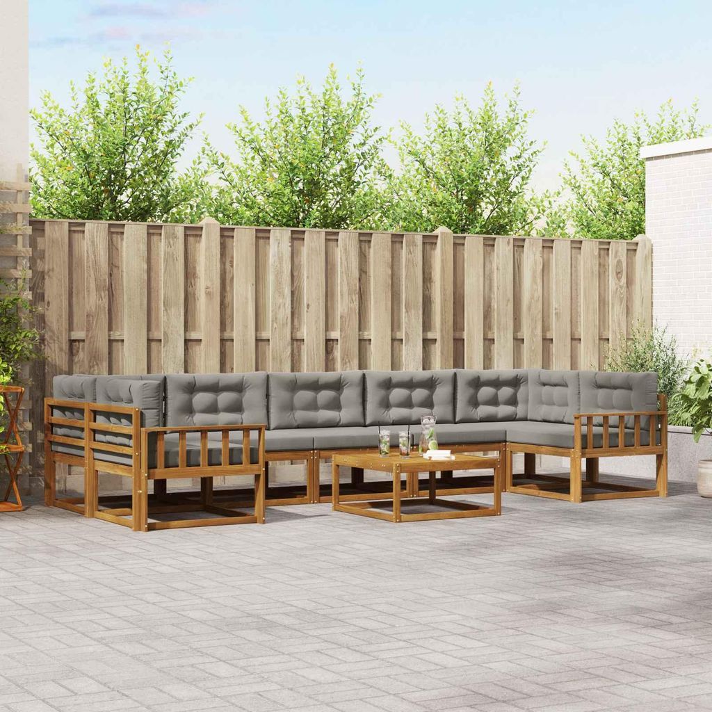 Outdoor-Sofagarnitur mit Kissen (8 pcs)- CLORIS - Natürlich und Hellgrau - Gartensofas C34