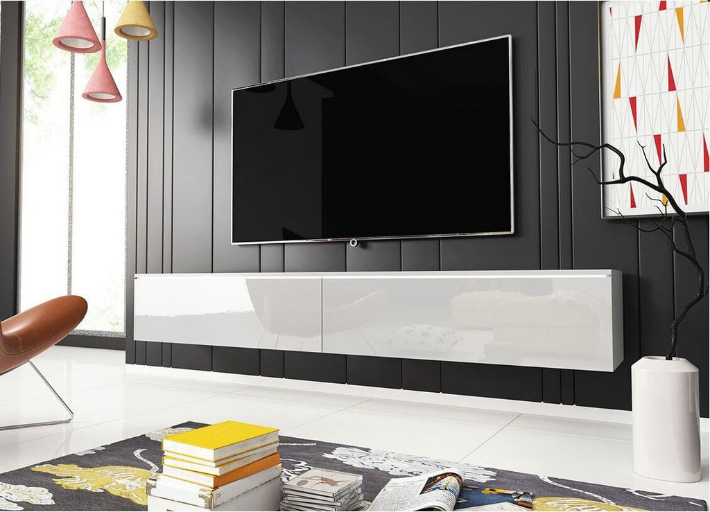Televizní skříňka s LED osvětlením 180 cm WILLA D - bílá Obrázek produktu 