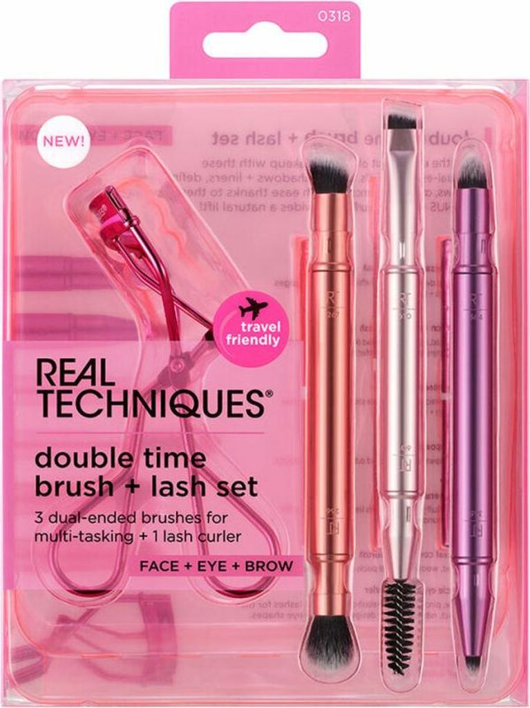 Real techniques DOUBLE TIME BRUSH + LAST CASE 4 pcs