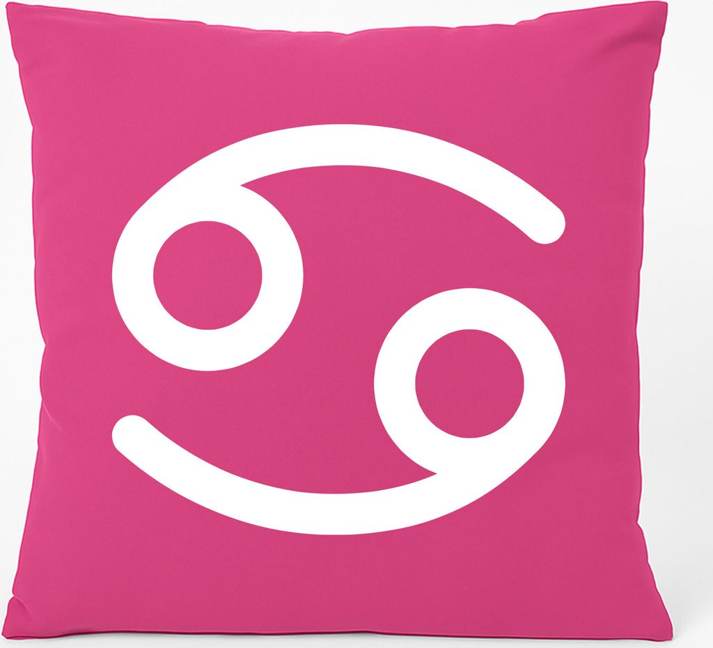 Huuraa Kissen Krebs Sternzeichen Zeichen 40x40cm mit Füllung Fuchsia Baumwolle Dekokissen Geschenkidee