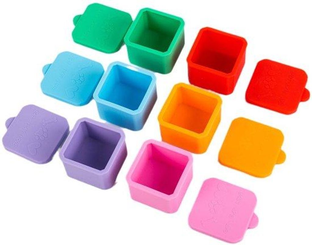 Silikonische Esslöffel-Becher | ideal für Lunchboxen, 6 Stück | saure Saucen, Dips und Gewürze | deckelverschließbar, 100 ml