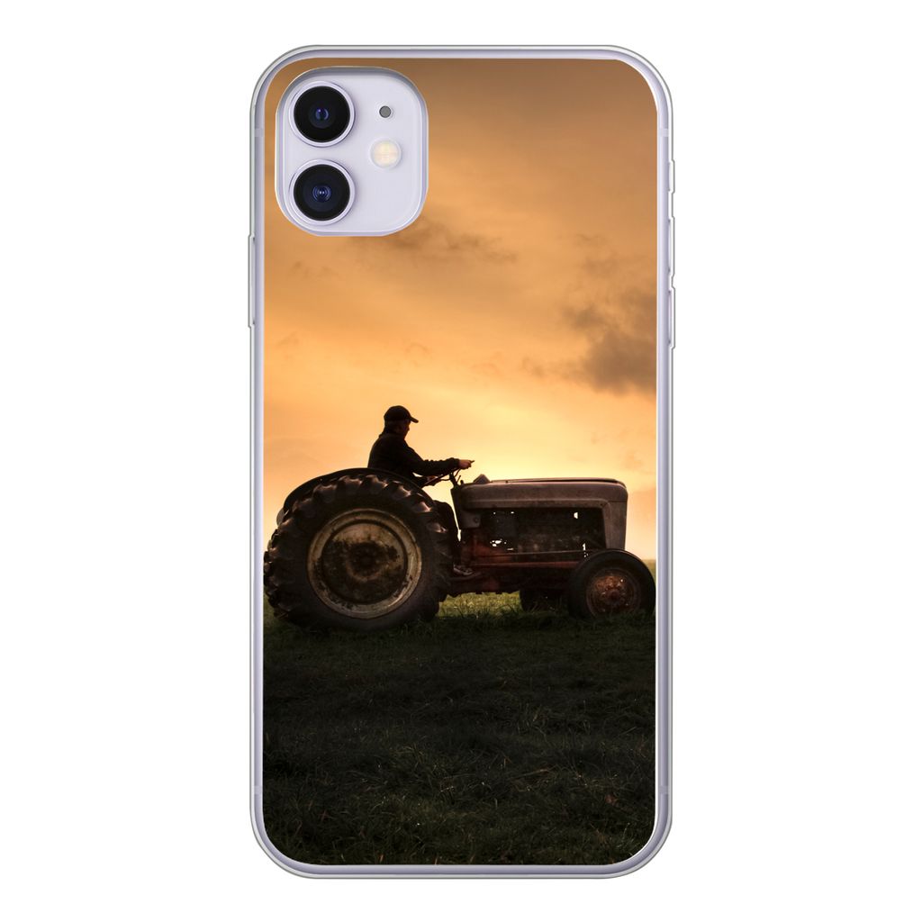 MuchoWow Handyhülle Schutzhülle Hülle für iPhone 11 Traktor - Landwirt - Nebel Silikon Softcase Handy Hülle - Handytasche