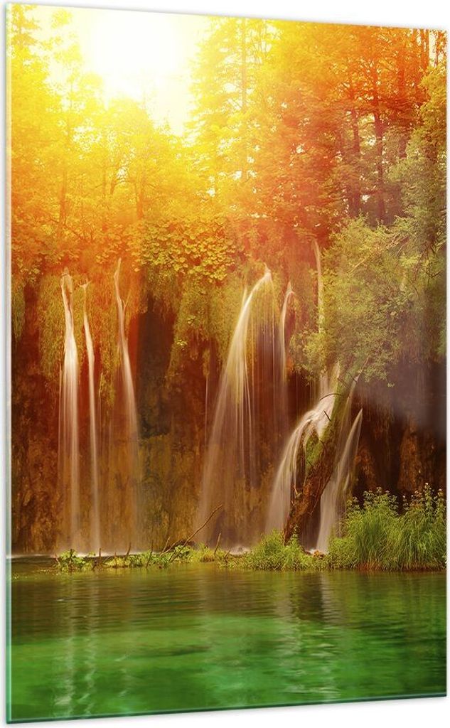 Bilder auf glas - Einteilig - Kroatien nationalpark wasserfall - 70x100cm - Glasbilder - Wandbilder - Bilder - Wanddekoration aus Glas - Glas Bilde...