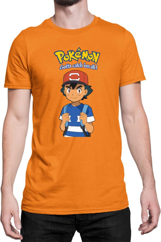 Herren T-Shirt Japan Manga Anime Comics Pokemon 016, Man 2XL / Orange