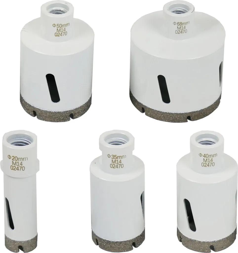 Kit perçage carrelage et pierre M14 WS24, 5 embouts diamantés usage à sec
