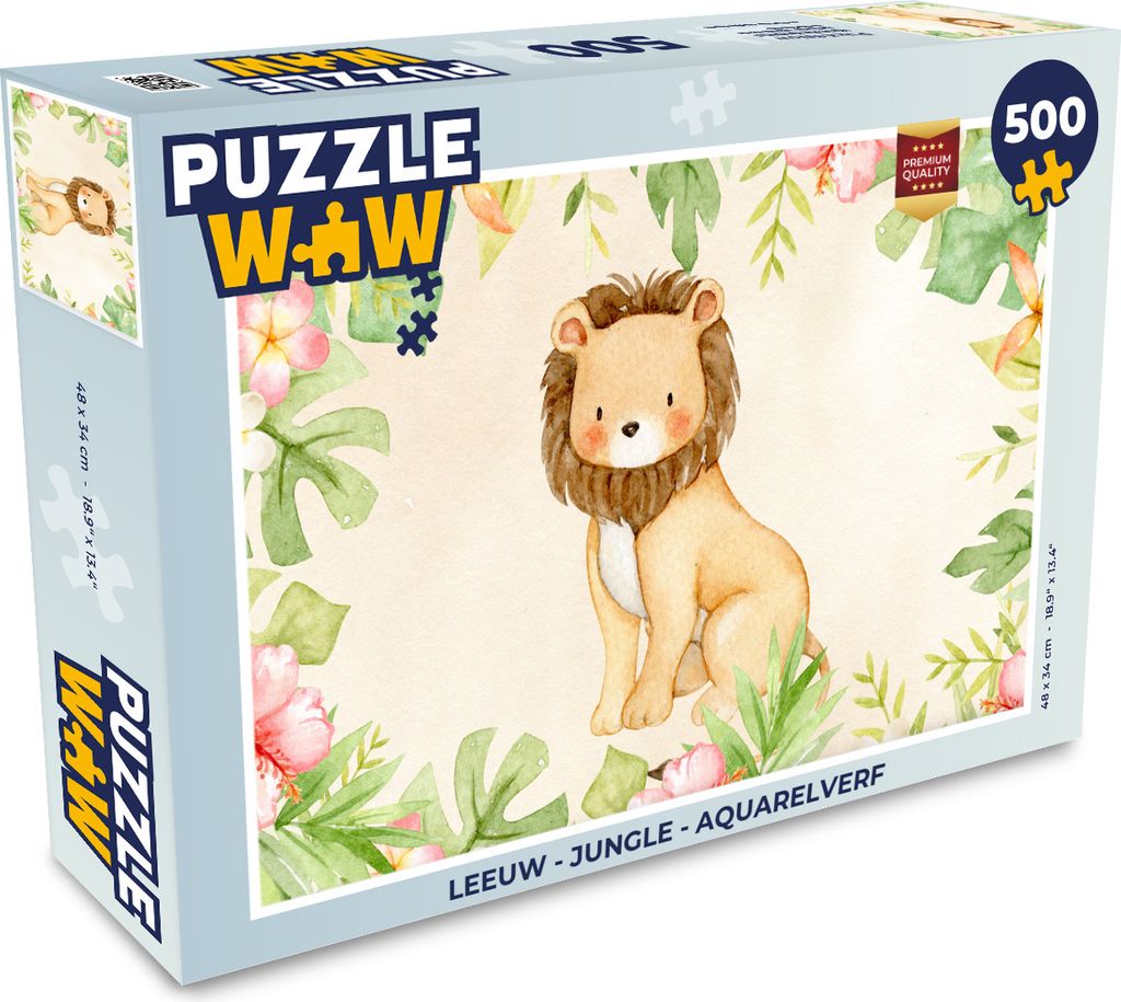 MuchoWow Puzzle 500 Teile Löwe - Dschungel - Aquarell - 500 Teile - Kinder - Selberbauen - Puzzlespiele
