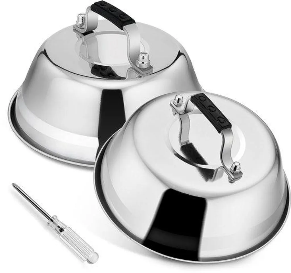 Cloche de cuisson pour plancha et barbecue en inox - Lot de 2 dômes pro