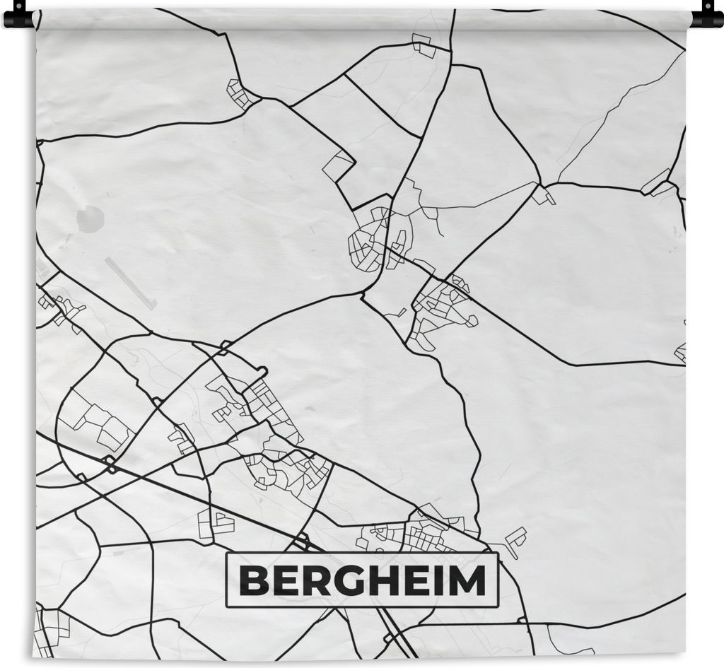 MuchoWow Wandteppich Wandbehang Karte - Stadtplan von Bergheim - Stadtplan 150x150 cm Tapisserie Dekoration Wandtuch - Wohnaccessoires - Modernes