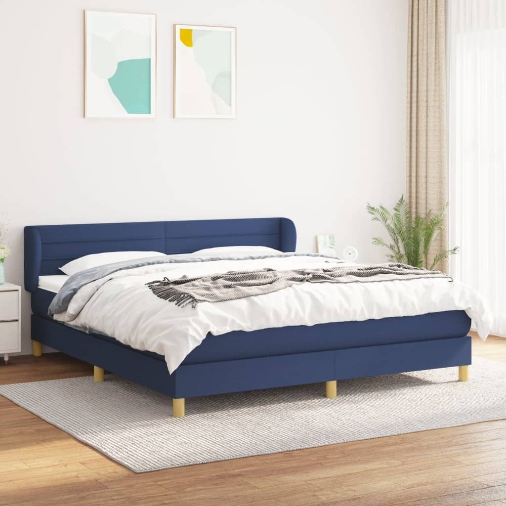 "Rabatt" Boxspringbett mit Matratze - 2 Personen - Strapazierfähiger Stoff - Blau 180x200 cm Stoff - Klassische Betten CC5239