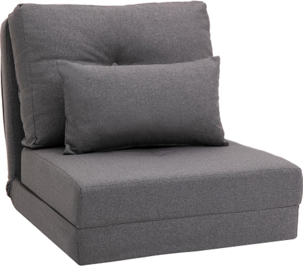 Bodensessel 2-in-1 Dunkelgrau Klappbett Mit Verstellbarer Rueckenlehne Bodensofa Mit Zierkissen Leinen Bequemes Bodensitzkissen