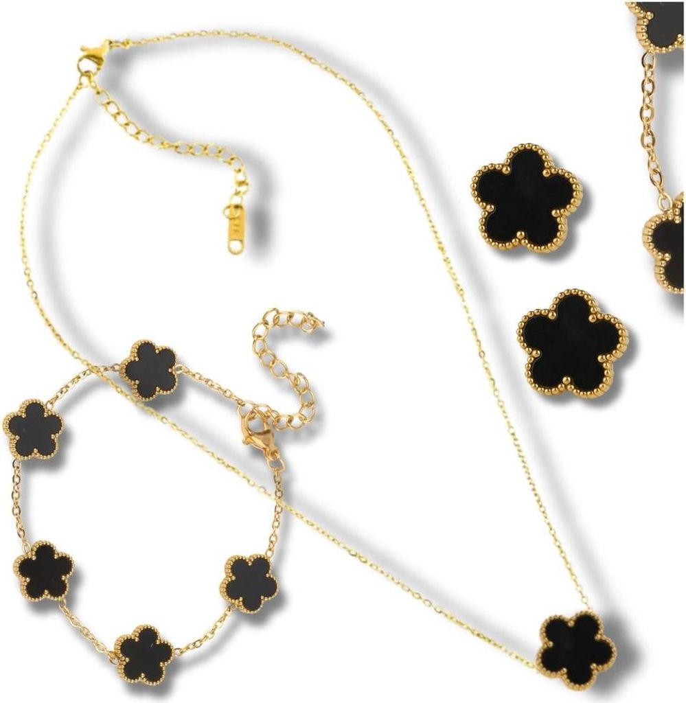 EDIBAZZAR | Goldschmuckset, Chirurgenstahl, Halskette, Armband, Ohrringe