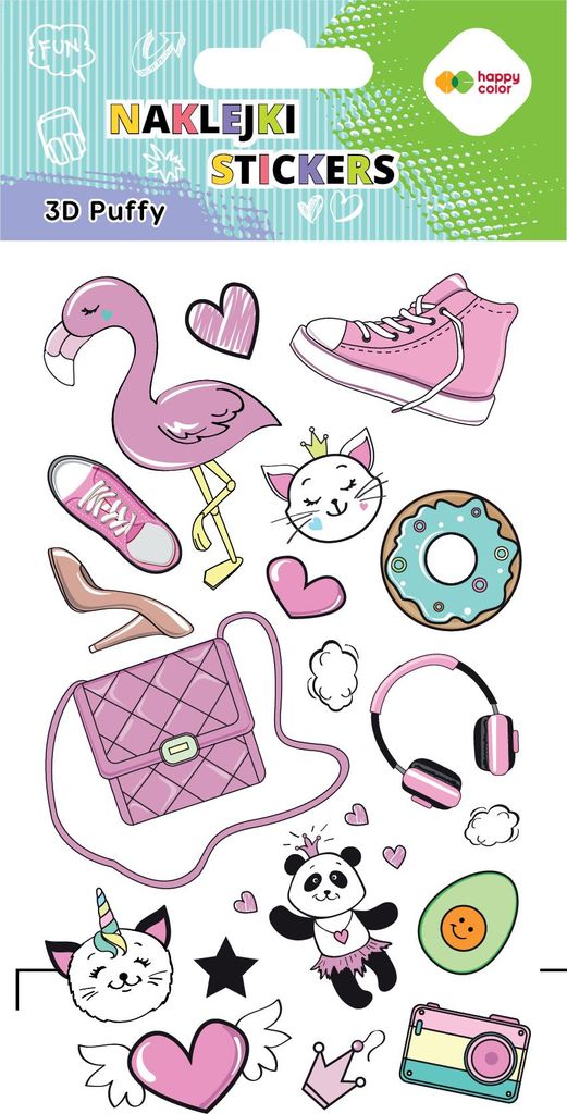 Puffy Aufkleber - Funky Pink Happy Color