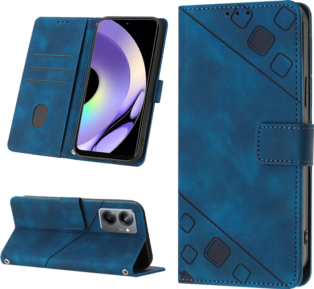 Offerta Custodia Realme 10 Pro Pelle Blu: Portafoglio con Supporto
