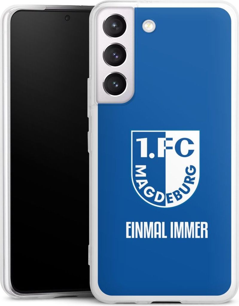 DeinDesign Slim Hülle für Samsung Galaxy S22 Silikon Case Ultra Dünn Handyhülle Offizielles Lizenzprodukt Wappen 1. FC Magdeburg