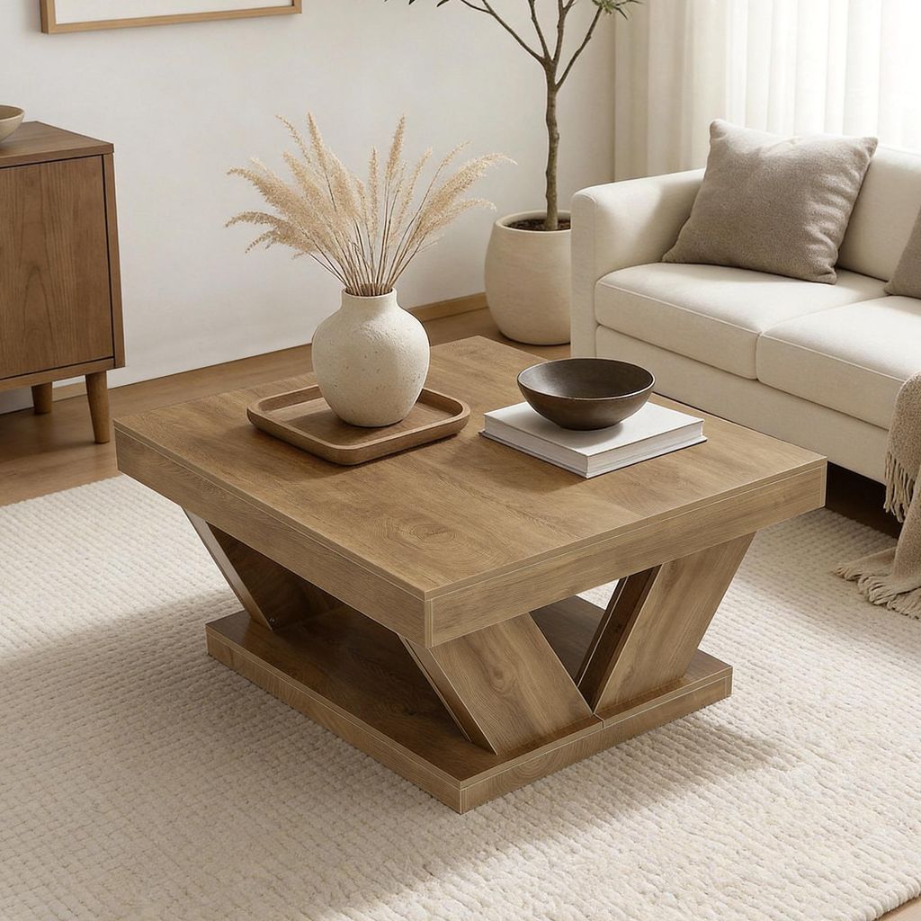 Couchtisch, Landhaus-Couchtisch mit großer Ablagefläche, moderner 2-stöckiger Couchtisch aus rustikalem Holz für Wohnzimmer und Homeoffice