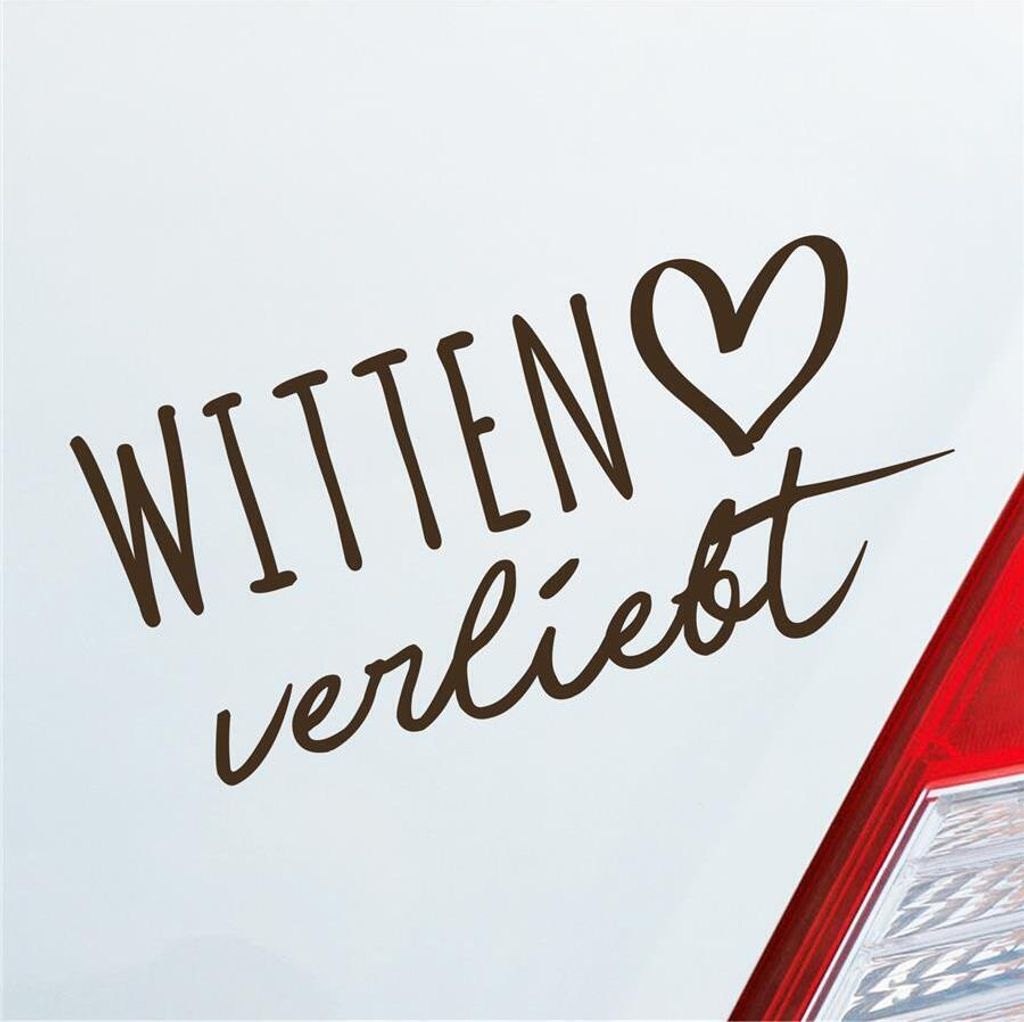 Auto Aufkleber Witten verliebt Herz Stadt Heimat Liebe Car 19x9 cm Braun Sticker Heckscheibenaufkleber
