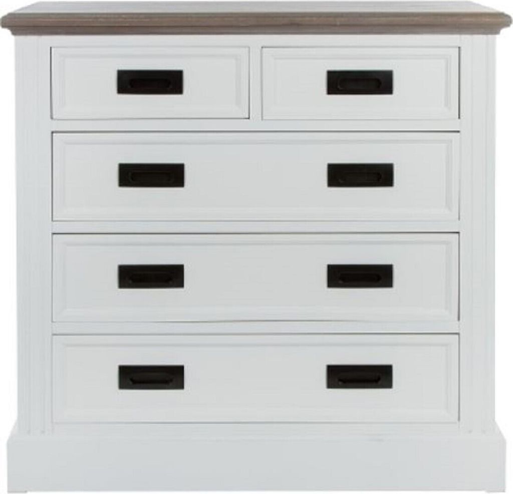 Casa Padrino Landhausstil Kommode mit 5 Schubladen Weiß / Grau 85 x 40 x H. 86 cm - Landhausstil Möbel