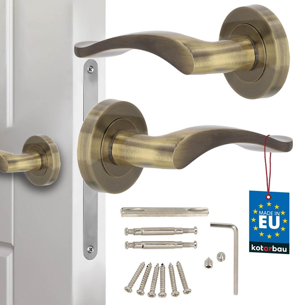 KOTARBAU Türklinke 12cm ZnAl Patina kurz geteilt Schild Türgriffe Innentüren Innentürgriff Drückergarnitur Zimmertür Türschloss Innentür ...