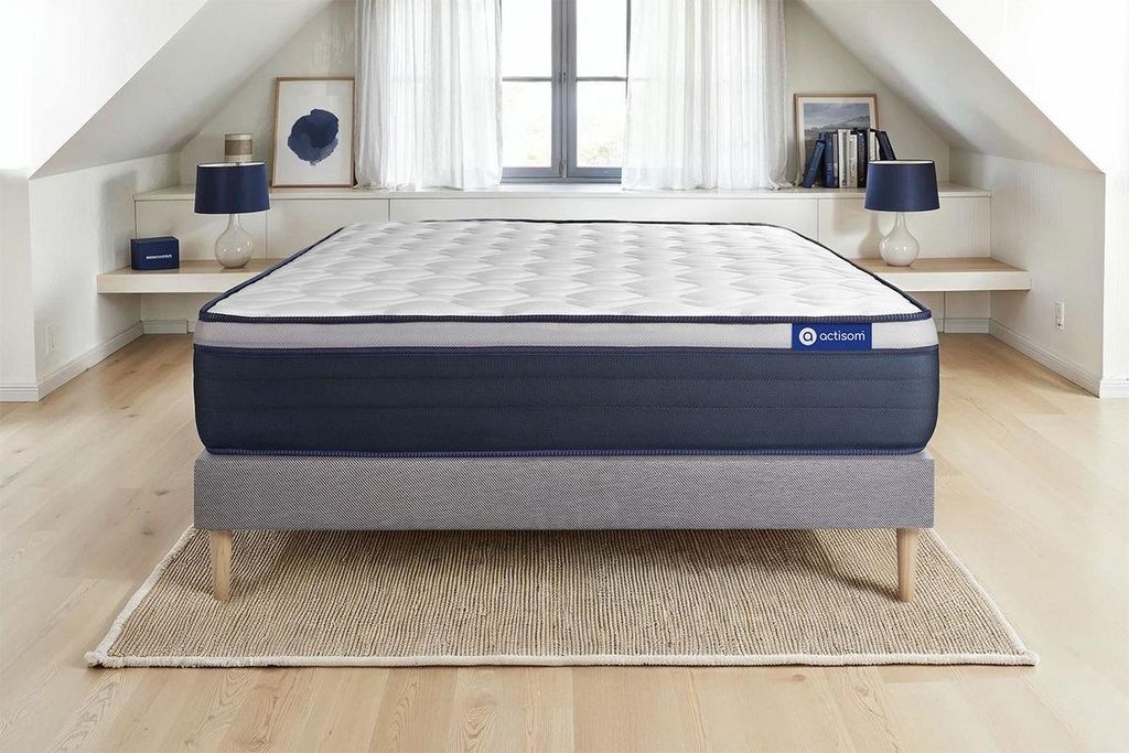 Actiflex max matratze 150x200cm + Bettgestell mit lattenrost - Dicke : 26cm - Taschenfederkern und Memory-Schaum - H4