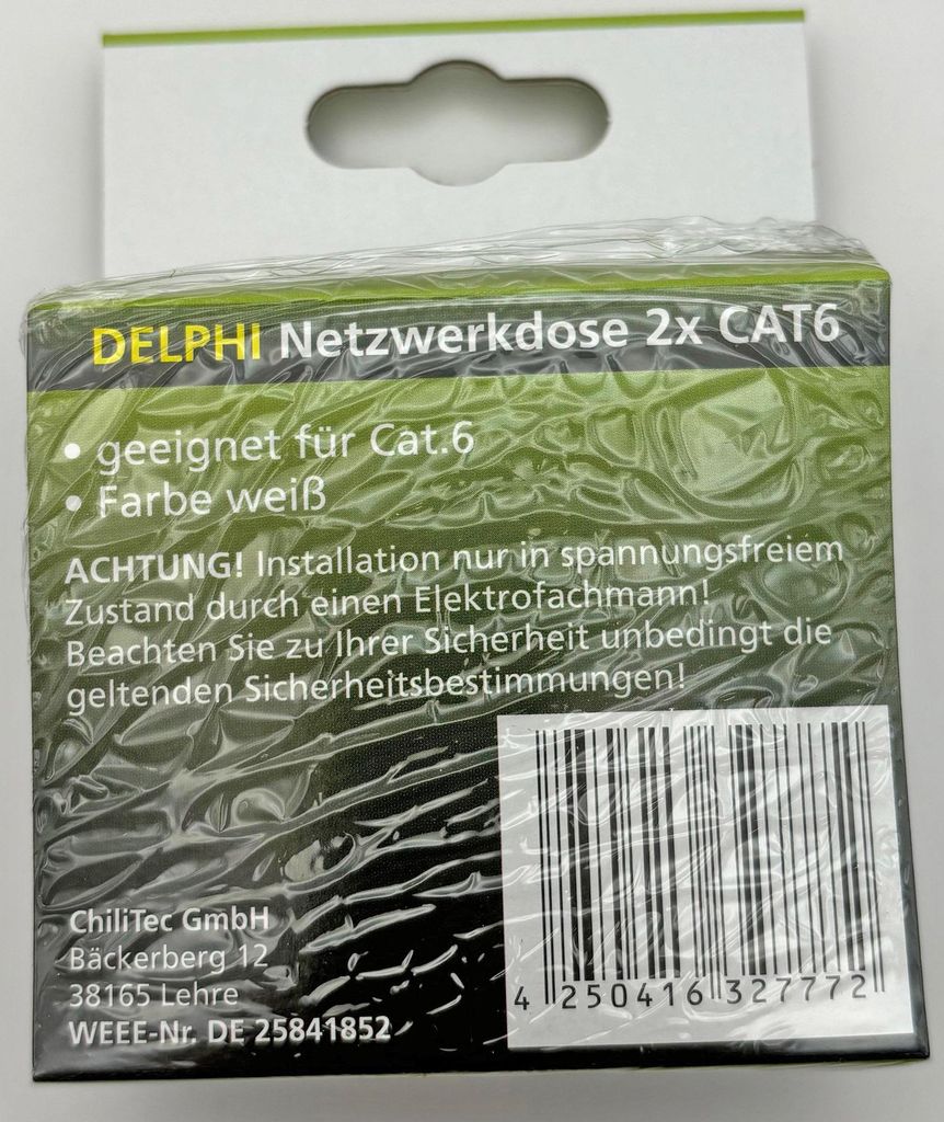 Presa di rete Delphi 2-gang CAT6a, bianco Immagine del prodotto 