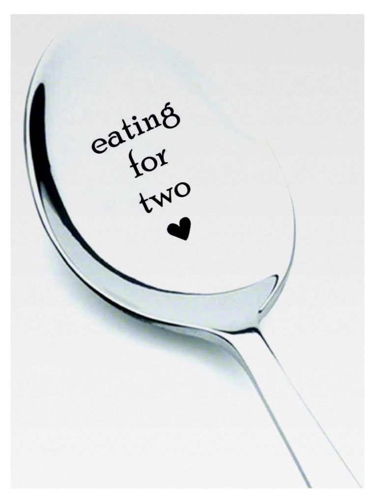 Hochwertiger Löffel mit Gravur „Eating For Two“, aus Edelstahl, Geschenk für schwangere Frauen, Mutter, Baby-Shower-Geschenk
