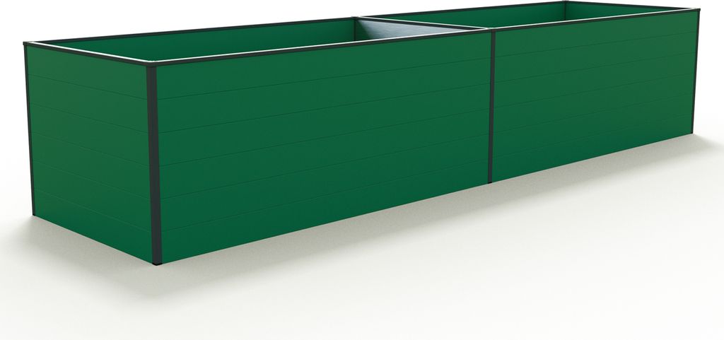 GFP Aluminium Hochbeet KINGSIZE DANIELA - 387 x 77 x 77 cm - Grün, Stecksystem, langlebig