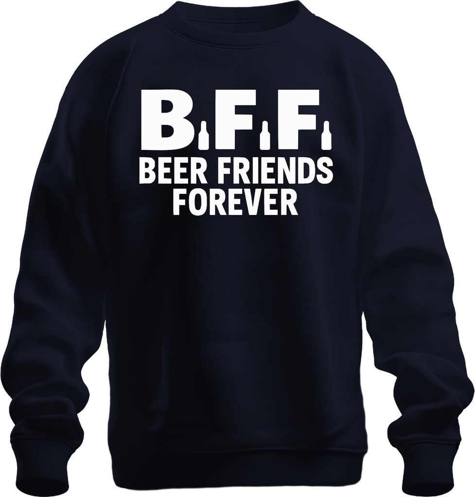 BFF Beer Friends Forever Bierfreunde Party Pub JGA Lustig Bier Uni Sweatshirt Pullover, Navy, L